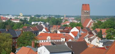 Sicht auf Parchim mit der St. Marien-Kirche