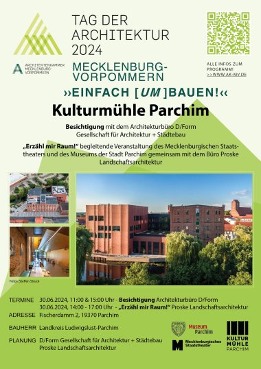 Tag der Architektur 2024: Kulturmühle Parchim lockt mit Führungen und Entdeckungen.